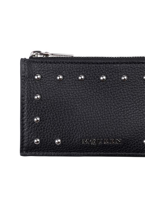 Portafogli In Pelle Nera Con Borchie ALEXANDER MCQUEEN | 813545-AXZ111000